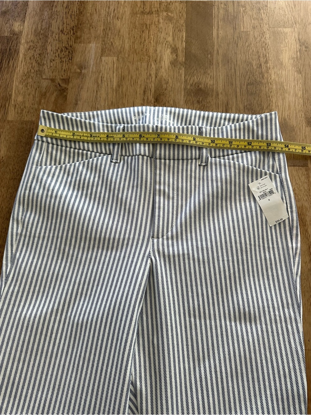 Old Navy Pixie High Rise Slim White and Navy Striped Pants - Picture 7 of 11